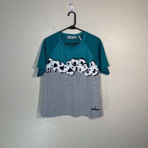 Adidas Stella McCartney Shirt Womens Small Top Green Gray Mesh Short Sleeve